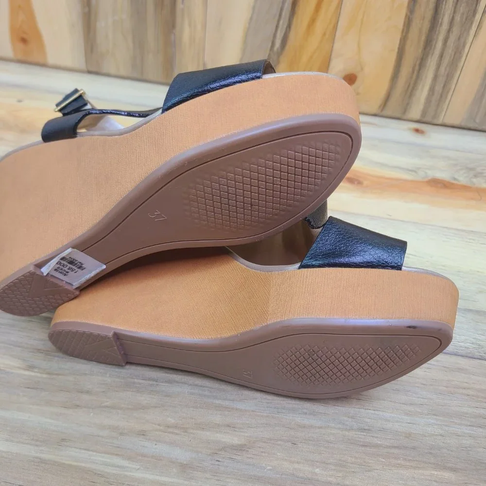 ALONTA Retro Wood Platform Wedge Sandal ~ NWT!!